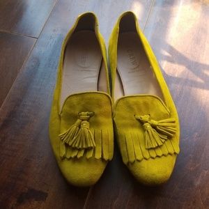 Chartreuse suade J.Crew loafers